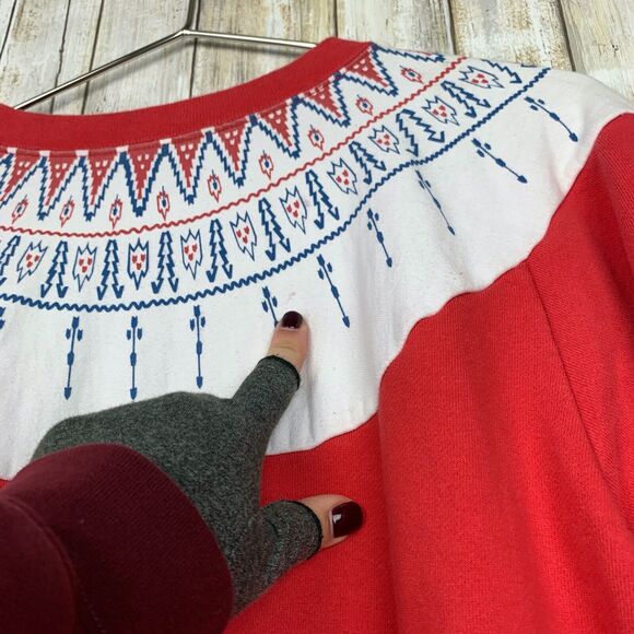 VTG Cheswick Toyo Enterprise Sugarcane Fair Isle Red Sweater Sweatshirt M RARE - Picture 6 of 7